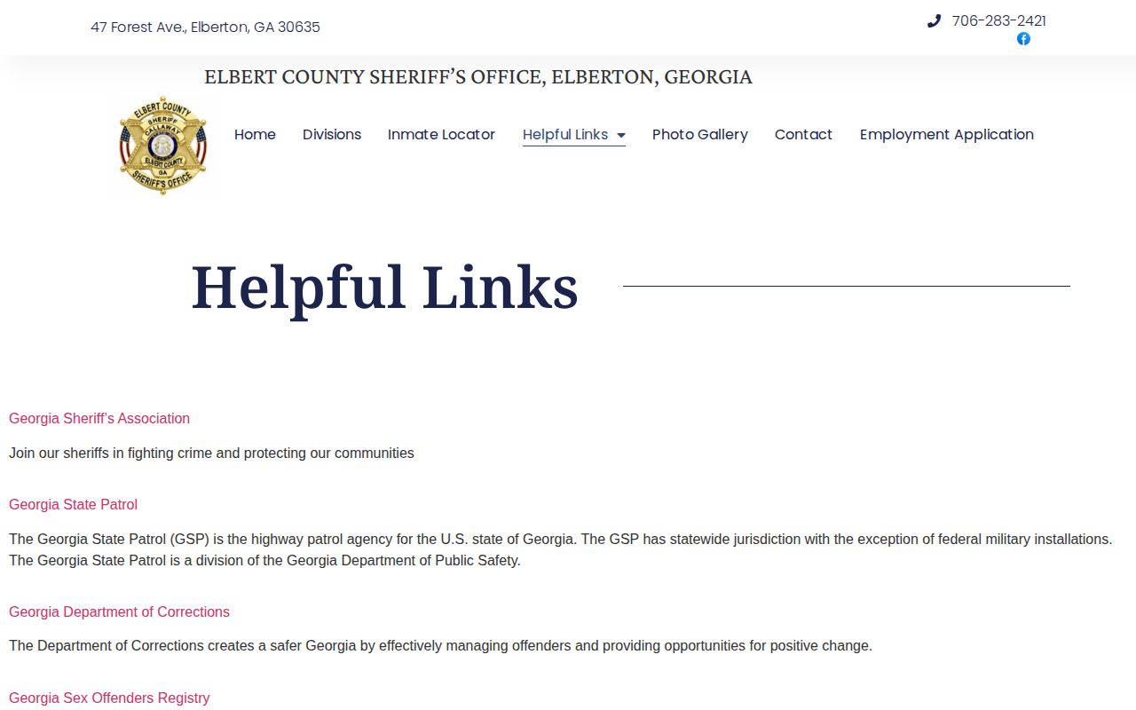Elbert County Sheriff helpful links with immigration reporting resources